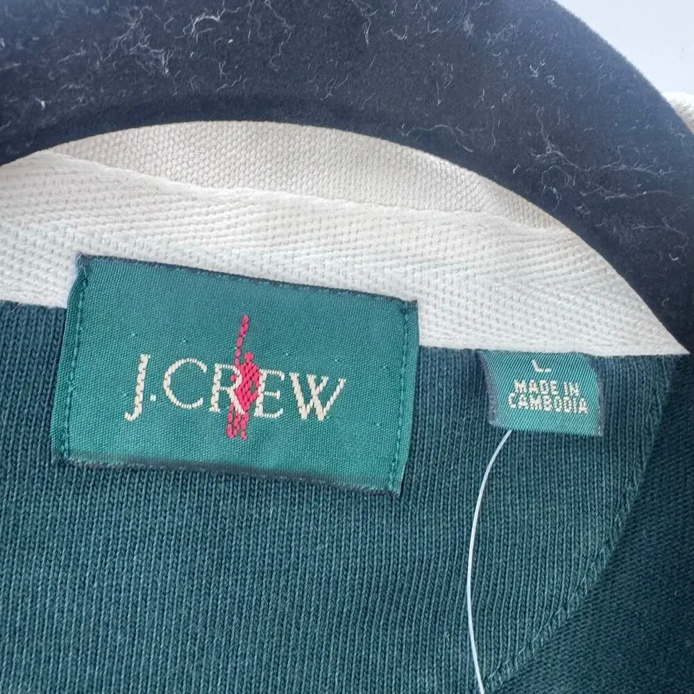 J. Crew Men's Rugby Shirt with Striped Placket Woodland Size Large NWT